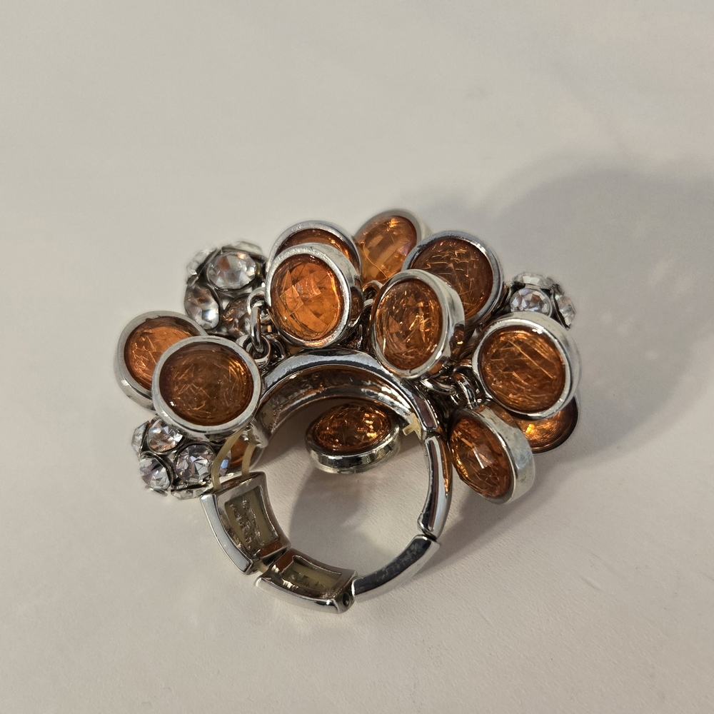 Sparkly Silver and Orange 'Showgirl Era' Women's Ring